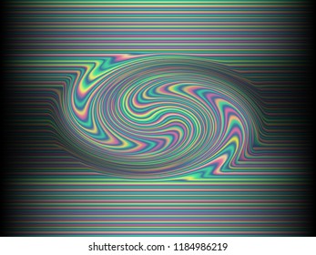 Black background with colored, iridescent twisted lines, neon effekt, glow