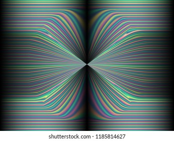 Black background with colored, iridescent twisted lines, neon effekt, glow