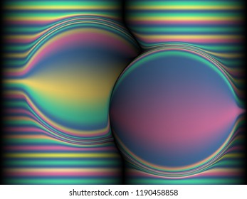 Black background with colored, iridescent twisted lines, neon effekt, glow