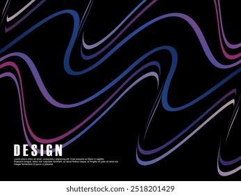 Black background with colorful gradient ribbon pattern. Black background with modern graffiti pattern.