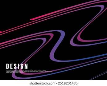 Black background with colorful gradient ribbon pattern. Black background with modern graffiti pattern.