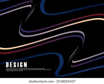 Black background with colorful gradient ribbon pattern. Black background with modern graffiti pattern.