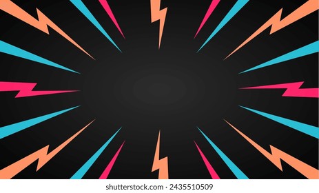 Fondo negro con iluminación colorida y líneas en círculo.