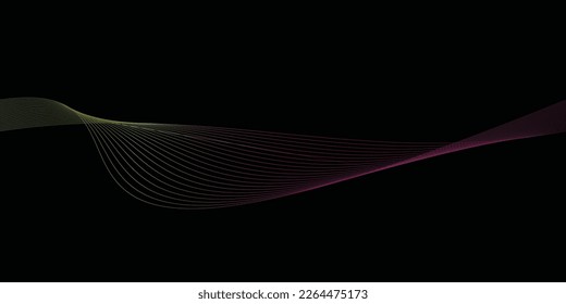 Black background and colorful line wave 