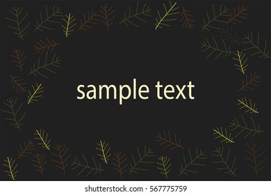 black background with colorful threads for text. Plants vector