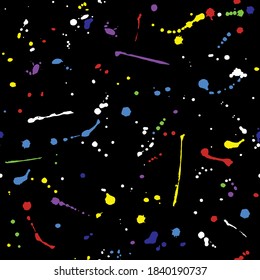 Black Background Colorfull...splatter Seamless Pattern