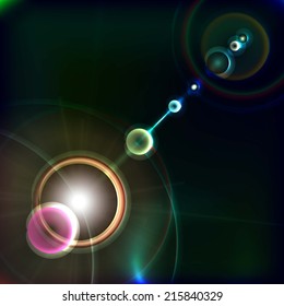 Black background with colour blurred light spot. Illustration. 10 eps