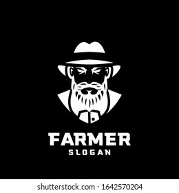 black background Columbia south america farmer character logo icon design cartoon