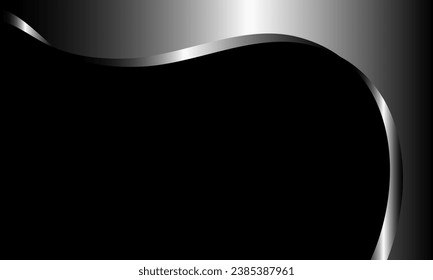 black background with a combination of metallic white and curved lines