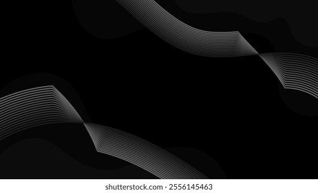 Black Background with Cross Wavy Curved Line Gradient