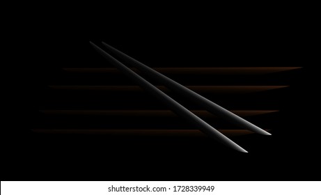 BLACK BACKGROUND WITH A CULINARY THEME OR EATING TOOL IN THE SEPARATION OF A SUMPIT ON THE FABRIC