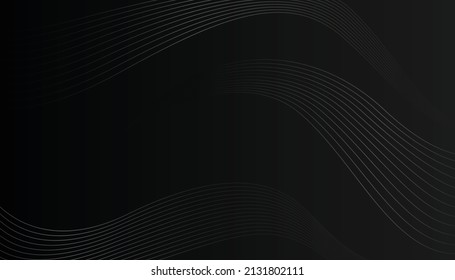 Black Background with Curve, Wavy Lines. Vector Illustration
