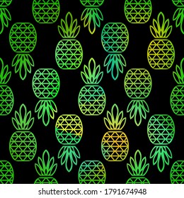 Black background with cut out contours of pineapples.