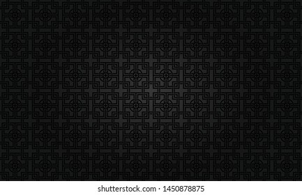 Black background. Dark background with isolated abstract texture. Mosaic - square with circle & cross inside