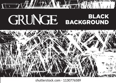 Black Background. Dark Texture Wallpaper. Grunge Style Abstract Pattern. Brush Paint Creative Design. Vector Art EPS10. No Border.