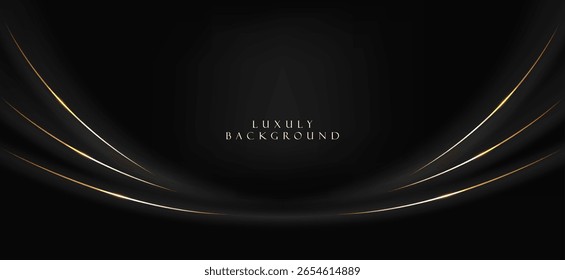 El fondo negro es oscuro en toda la Imagen, con delgadas líneas doradas y blancas que se curvan horizontalmente y están en la parte inferior de la Imagen, dándole un aspecto lujoso y ligeramente móvil.