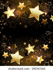 Black background decorated with texture and gold stars.