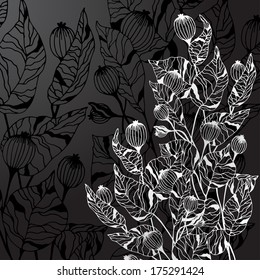 Black background with decorative flowers