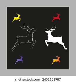 a black background with a deer and a deer on it