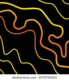 Schwarzer Hintergrund für Design mit geschwungenen gelben Linien