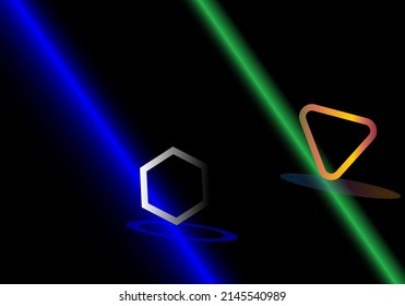 Diseño de fondo negro luz de forma geométrica color verde púrpura elemento gradiente afiche de diseño futurista vector EPS10.