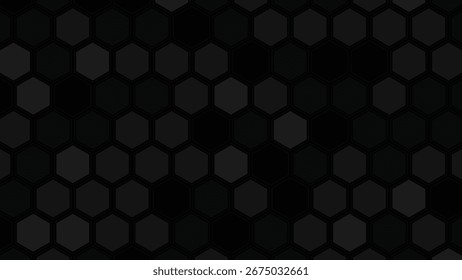 Black background digital technology illustration hexagon texture seamless pattern