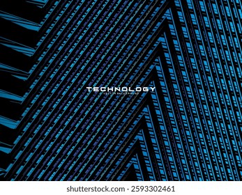 
Black background digital technology speed pattern with gradient blue pattern, nano cyber information, future technology data innovation, internet network connection, modern line point illustration.