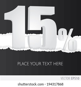 Black background and with a discount of 15 percent
