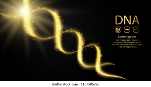 Black background with DNA. Black background and abstract molecular connection with DNA molucule. Vector illustration.