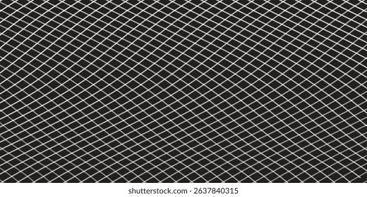 Black Background with Doodle Checker and Lines. Notebook Paper Texture. Psychedelic Checkered Seamless Pattern. Vector Abstract Background.
