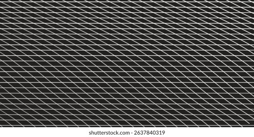 Black Background with Doodle Checker and Lines. Notebook Paper Texture. Psychedelic Checkered Seamless Pattern. Vector Abstract Background.