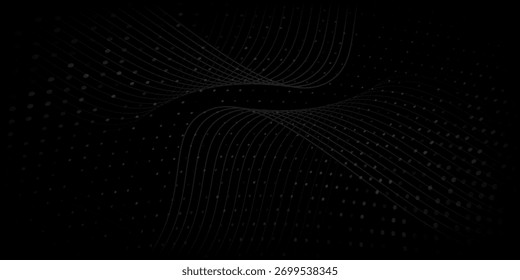 Diseño de puntos de fondo negro. Moderno patrón de línea ondulada en colores monocromos. patrón brillante de lujo 
