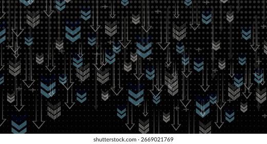 fundo preto com seta virada para baixo Textura e alguns pontos que desaparecem.