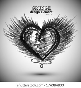 black background, drawn in black chalk, design element