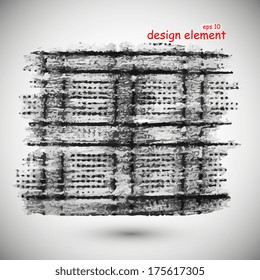 black background, drawn in black chalk, design element