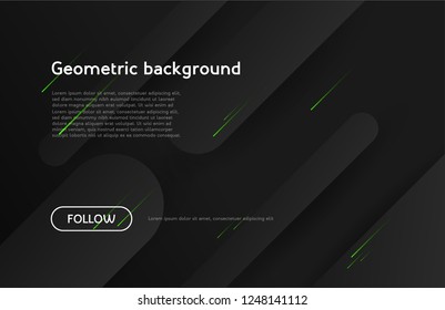 Black background with dynamic shapes .