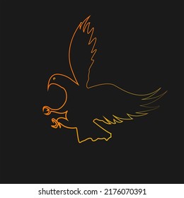 black background eagle flat vector icon