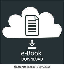 Black background with an e-book icon. Vector illustration