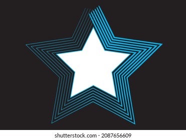 
Black background with electric blue stroke white star. Template background with star in neon blue