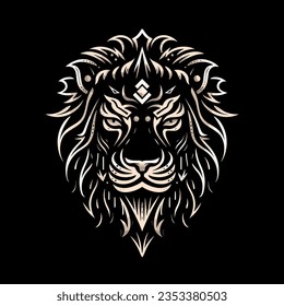 Black Background Elegant Lion Illustration in Vector