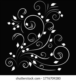 Black background. Elegant patterns in white.
