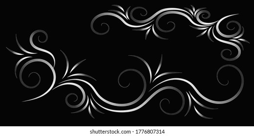 Black background . Elegant white patterns.