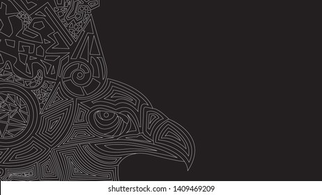 Black background with ethnic pattern and eagle