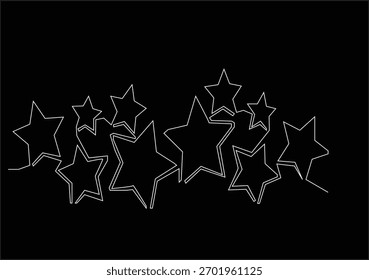 A black background features a collection of star outlines, creating a celestial or decorative pattern.