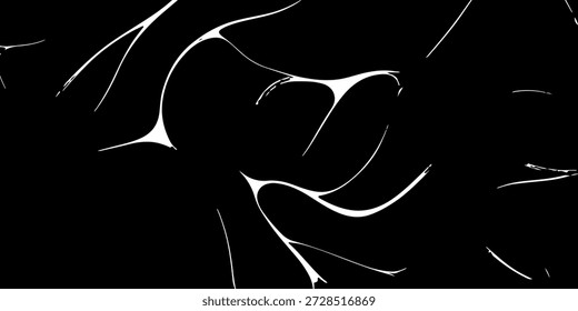 schwarzer Hintergrund mit weiße Kurven und Spitzen, bietet ein auffälliges abstraktes Motiv geeignet für Kunst, Design,
