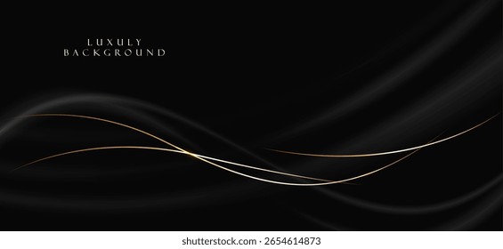 The black background features thin, curved lines in gold and white that run horizontally, giving the image a luxurious and slightly moving look. This piece feels elegant and easy on the eyes.