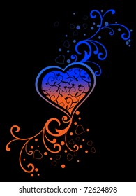 black background with floral decorated heart