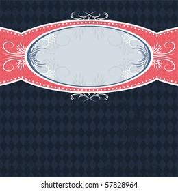 black background with floral label,  vector illustration