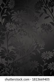 black background with floral pattern
