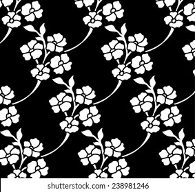 Black background with flowers design.
